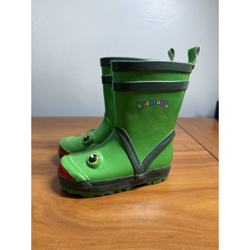 Kidorable Frog Rain Boots Green Toddler Size 5 Waterproof Kids Shoes Pull On